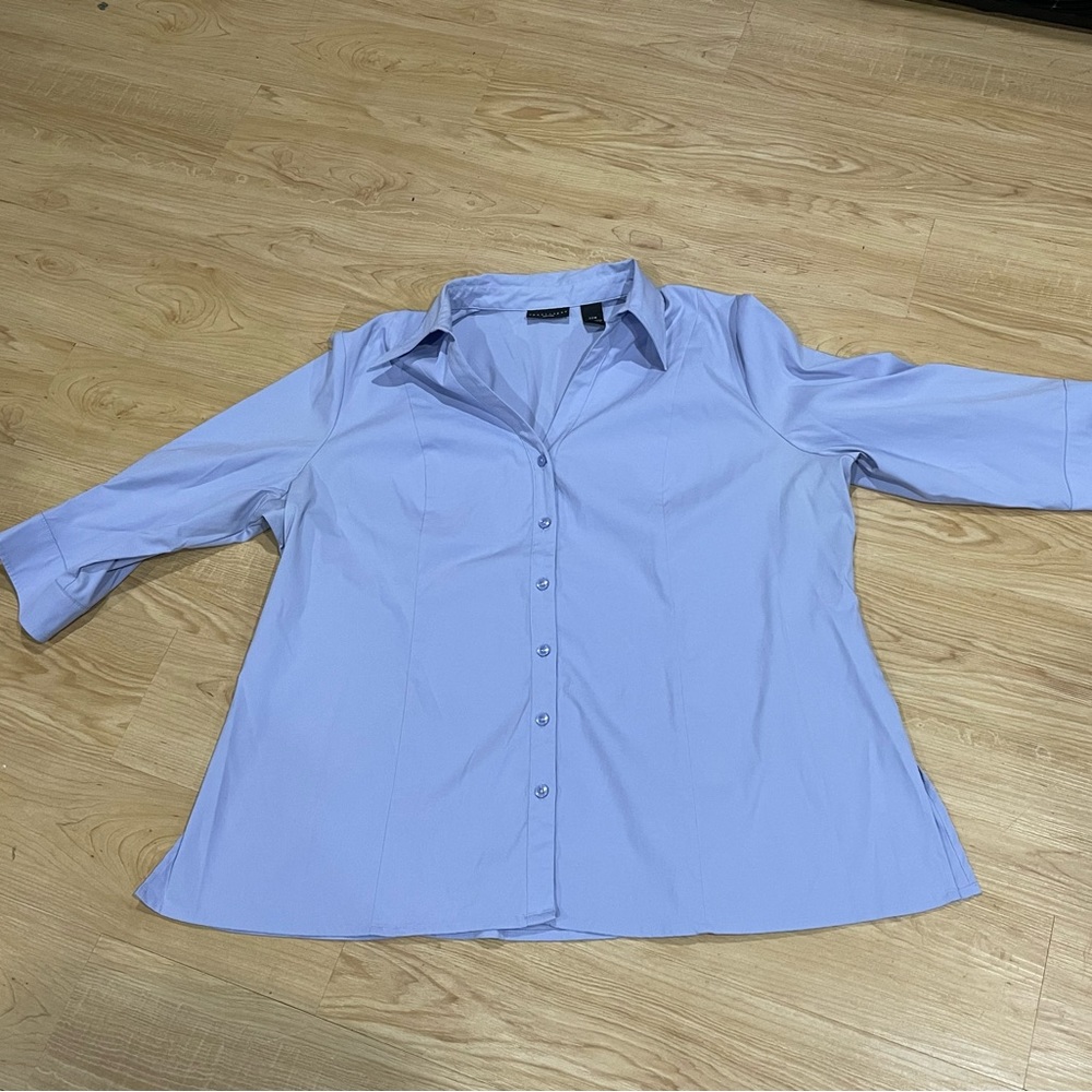 Women’s Button Up Blouse by Apostrophe Size 22-Periwinkle in Color
